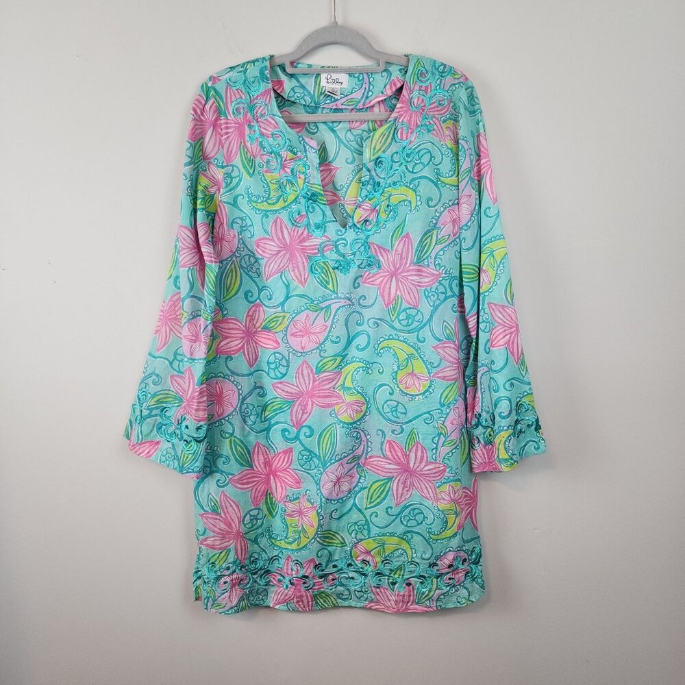 Lilly Pulitzer Long Sleeve Dress - Pink and Blue Floral